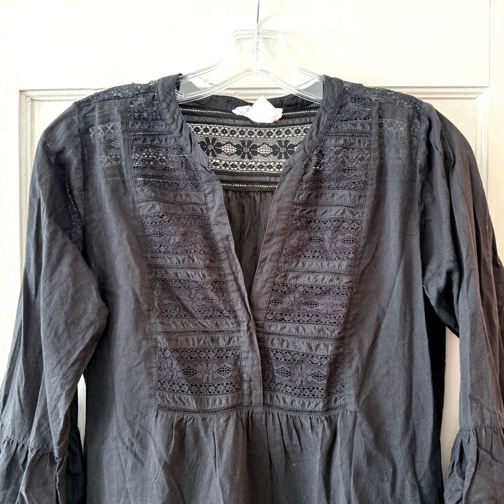 Velvet by Graham & Spencer | Black Lace Boho Tiered Dress S - Picture 2 of 8